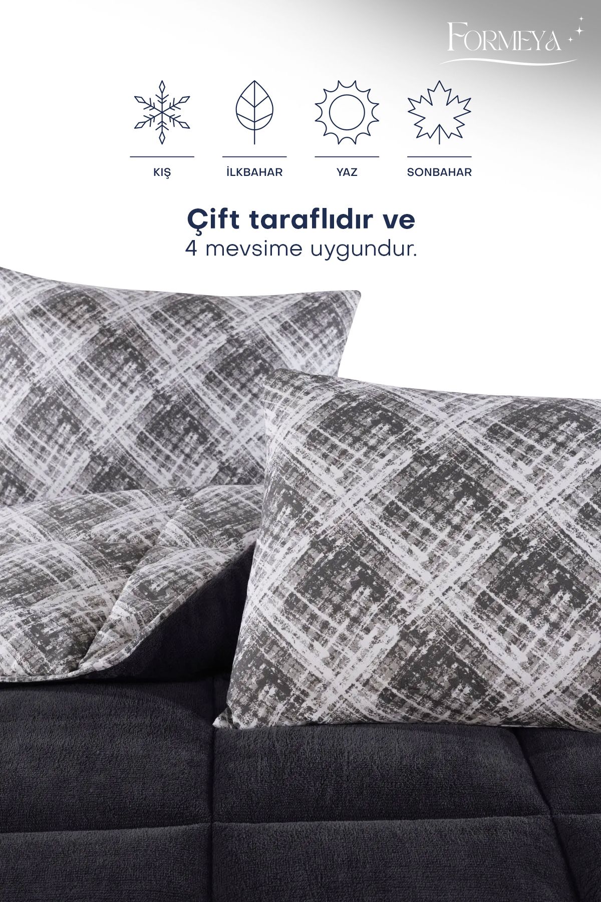 Formeya-Luxuriöses Wellsoft-Doppeldecken- und Kissenset – 195 x 215 cm, doppelseitig 3