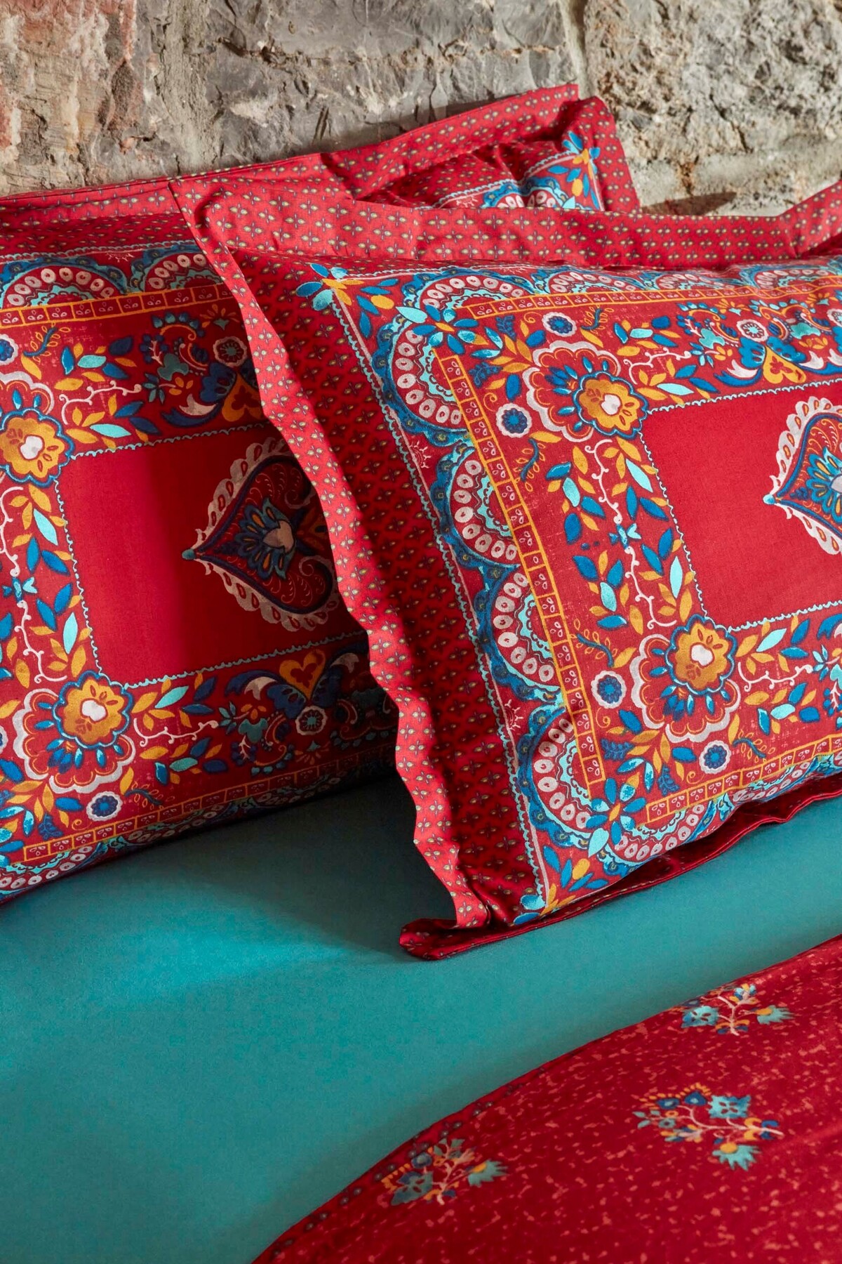 Karaca Home Mihver Pano %100 Pamuk Çift Kişilik Nevresim Takımı Kırmızı fotoğrafı 7 (önizleme)