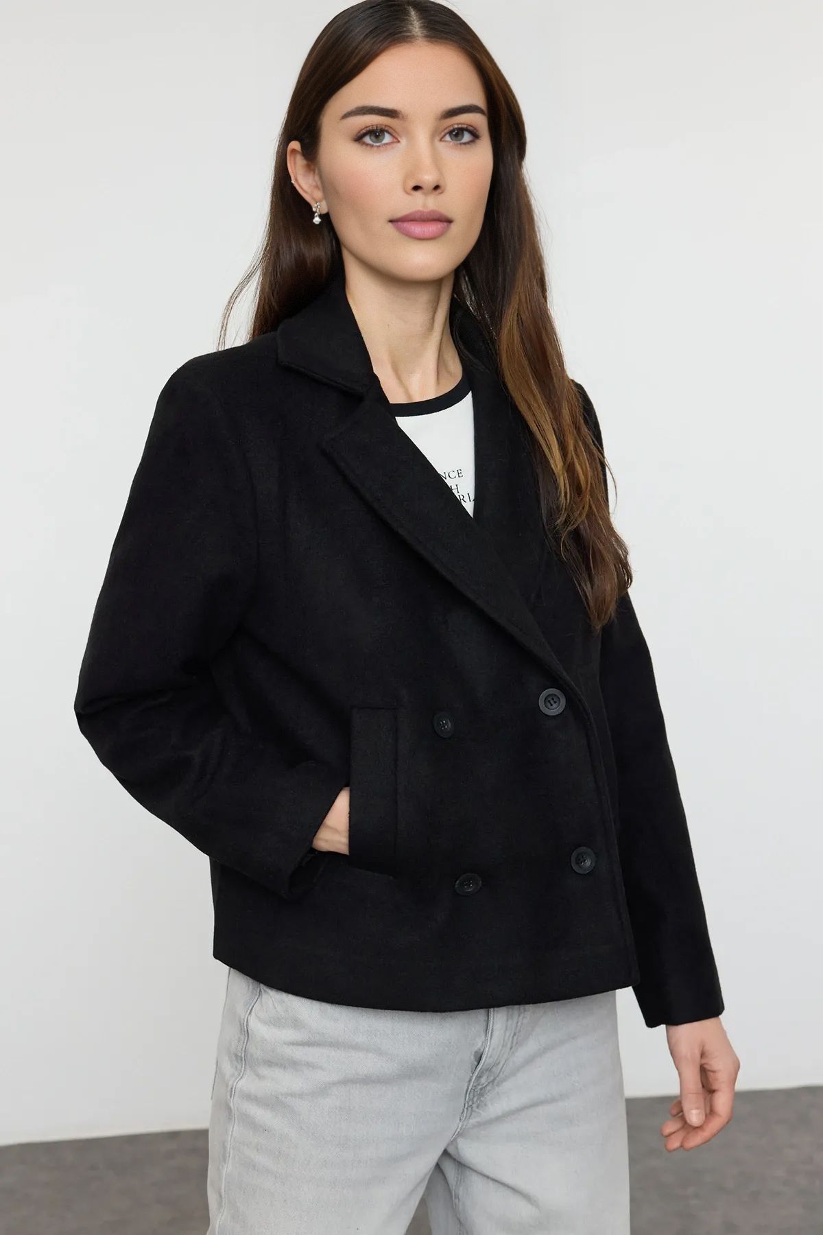 Trendyol Collection-Black Regular Short Jacket Coat Twoaw25Kb00110 2