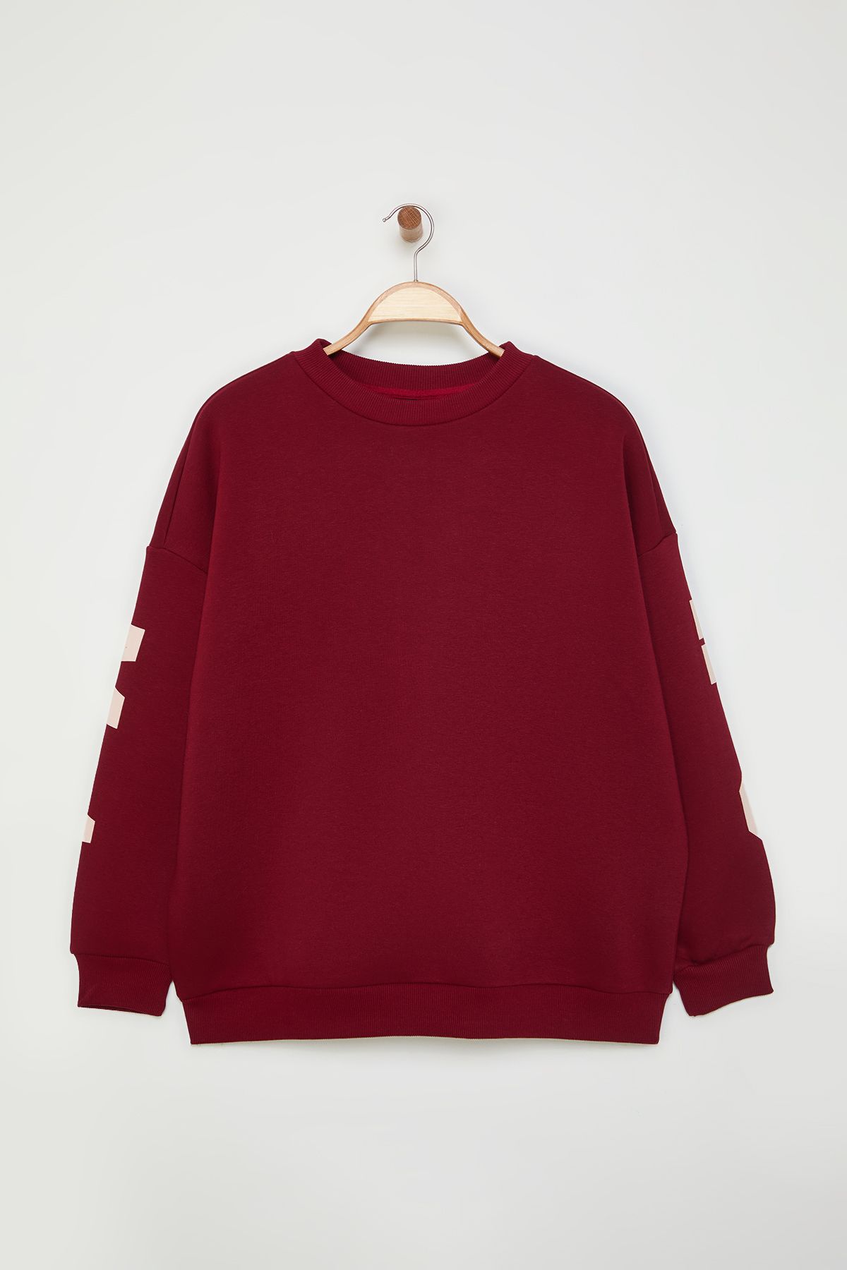 Trendyol Curve-Oversize Burgundy Sweatshirt - Back Printed Tbbaw25Ao00018 1