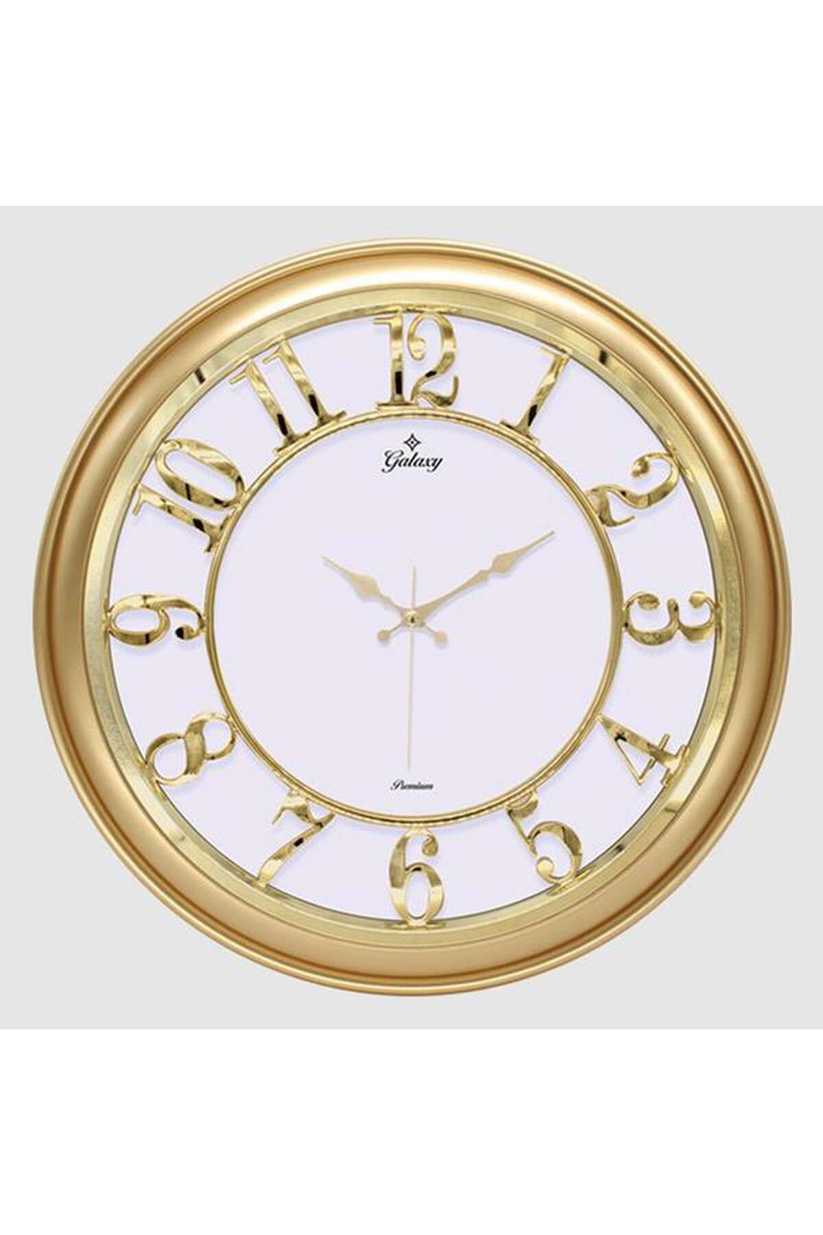 ZERO LAND DUVAR SAATİ ALTIN SARISI İÇİ BEYAZ 45CM KABARTMA RAKAM METAL AKREP YELKOVAN AKAR SANİYE 1490121711