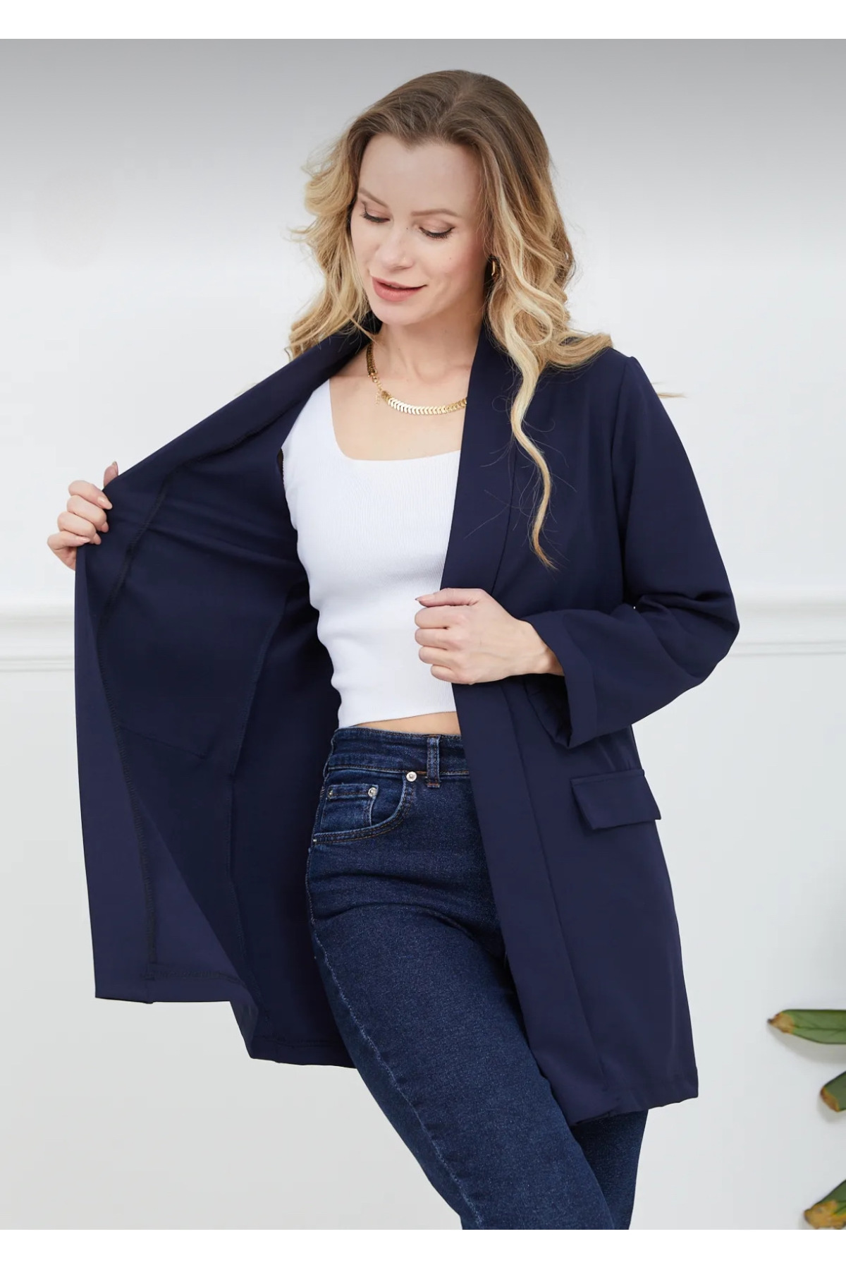 Heyya  Kadın Giy Çık Lacivert Ceket - Görsel 4
