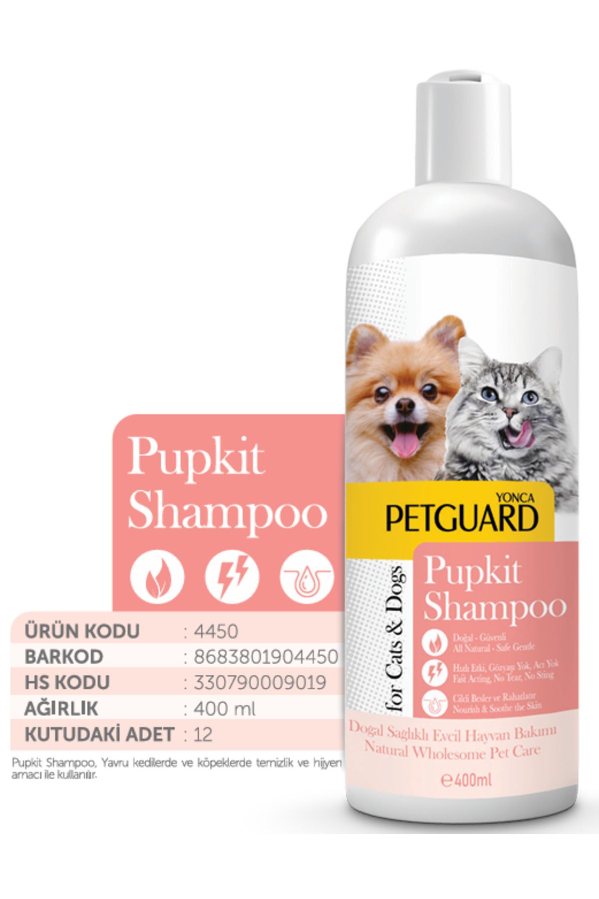 Petguard Pupkit Sıvı Şampuan Kedı Köpek 400Ml