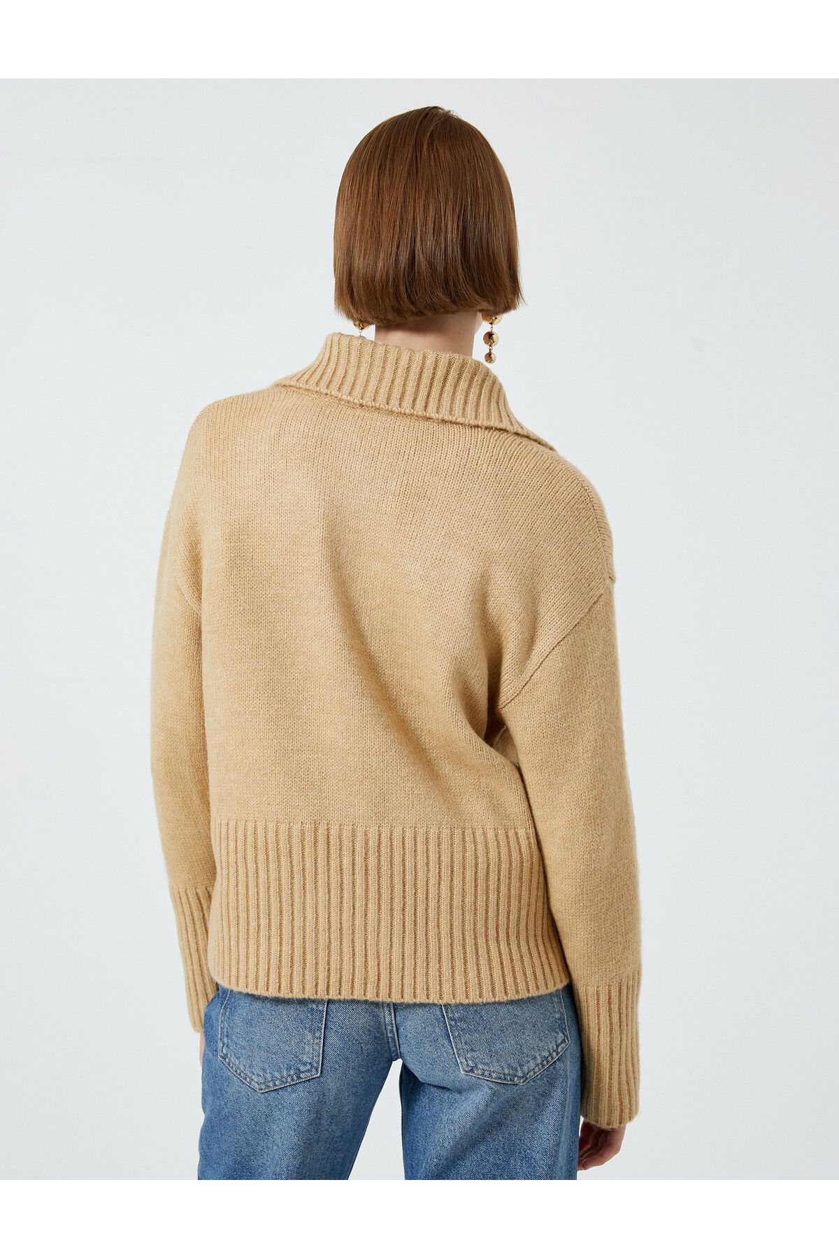 Koton-Knitwear Sweater - Polo Collar, Buttoned, Camisole, Long Sleeve 4