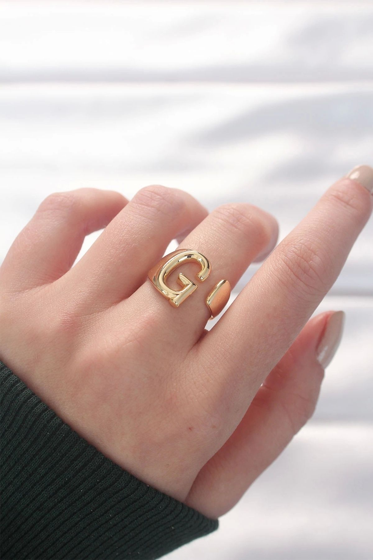 Eng-Gold Color Adjustable Ring with Letter g - Tj-Byk3155 1