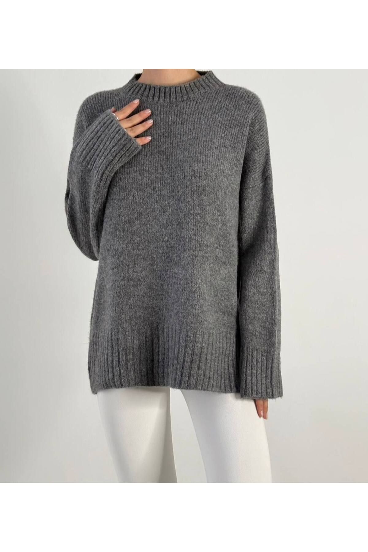 İLKCET MODA-Oversize Basic Long Women's Sweater 1