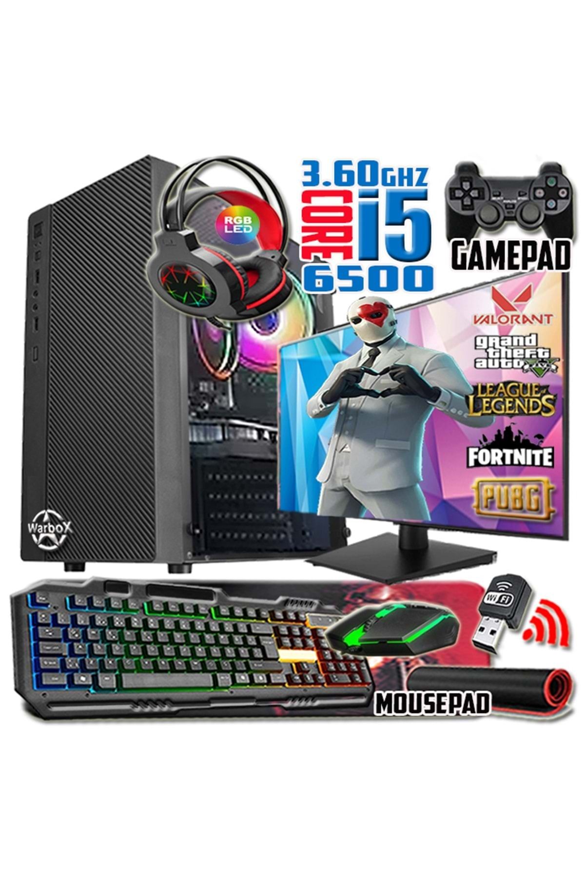 WARBOX Kadomi I5 6500 Turbo:3.60ghz 8gb Ram 256gb Ssd R7 240 4gb E.kartı 19" Monitör Gaming Set