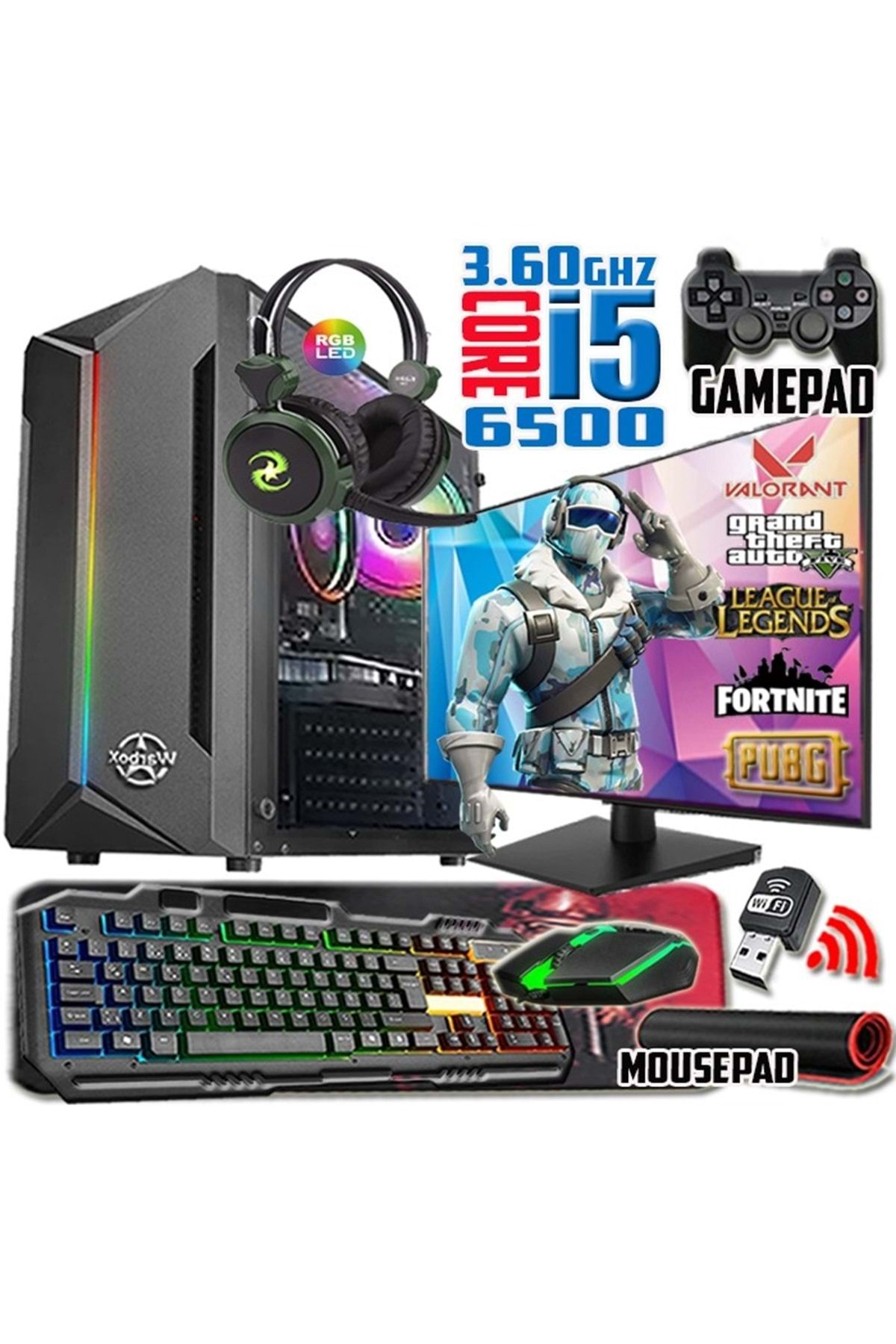 WARBOX Katudo I5 6500 Turbo:3.60ghz 8gb Ram 256gb Ssd 250gb Hdd R7 240 4gb E.kartı 19" Monitör Gaming Set