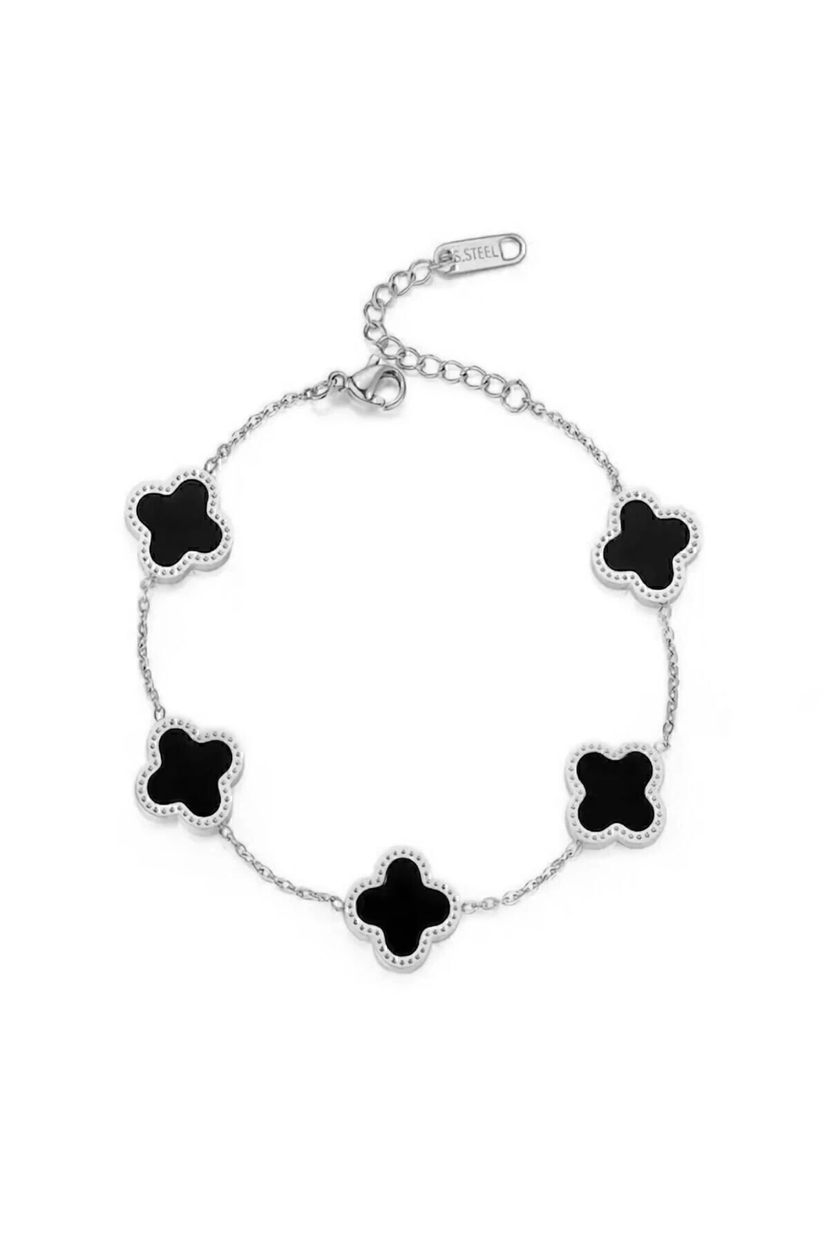 JEWELRY Gümüş Renk Siyah nomi Bijuteri Bileklik - 3146