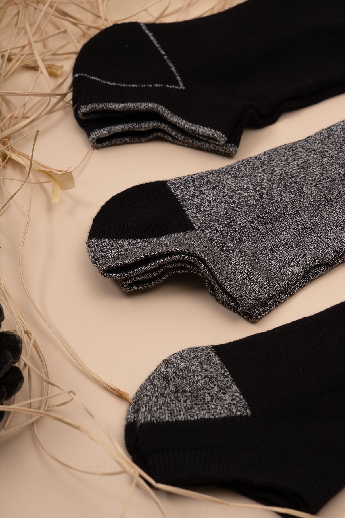 HİTRA-Set of 3 Bamboo Bottom Towel Seamless Booties Socks 3