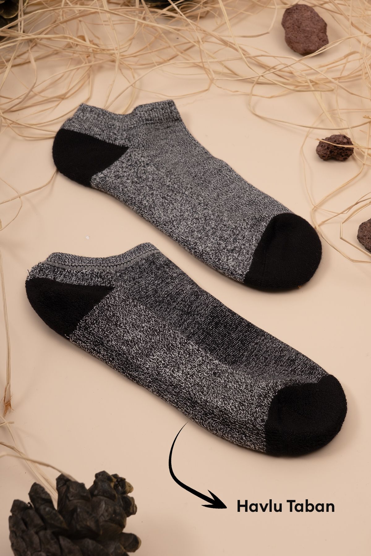 HİTRA-Set of 3 Bamboo Bottom Towel Seamless Booties Socks 5