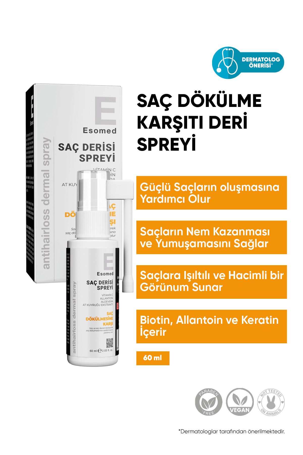 Esomed Saç Dökülme Karşıtı, Bitkisel Ve Besleyici Saç Bakım Spreyi 60 Ml