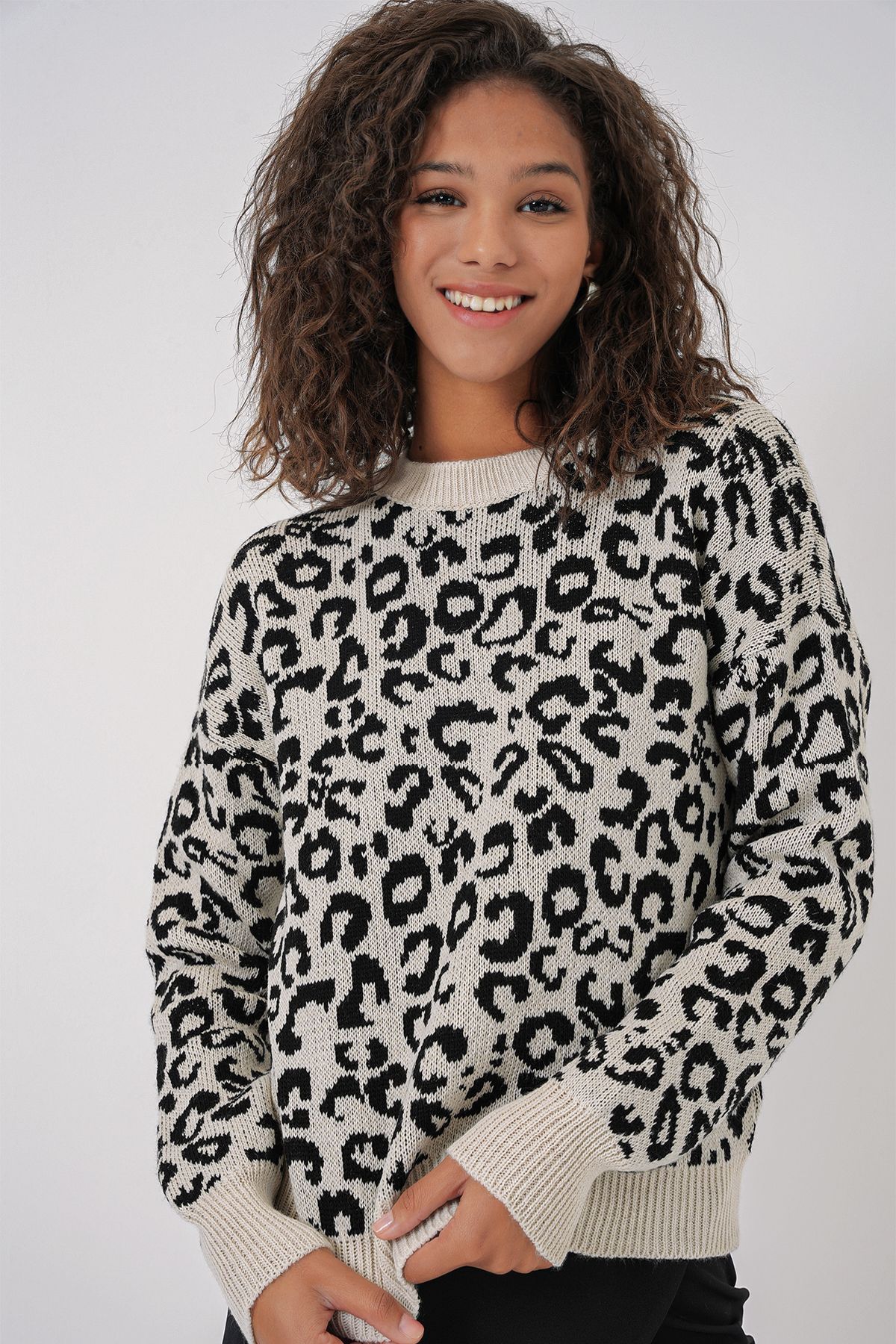 Bigdart-15909 Damen-Strickpullover mit Muster in Übergröße – Ecru 3