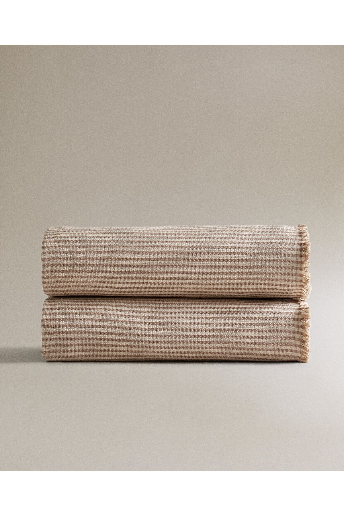 ZARA HOME-Light Beige Striped Pique - 140X190 cm 3