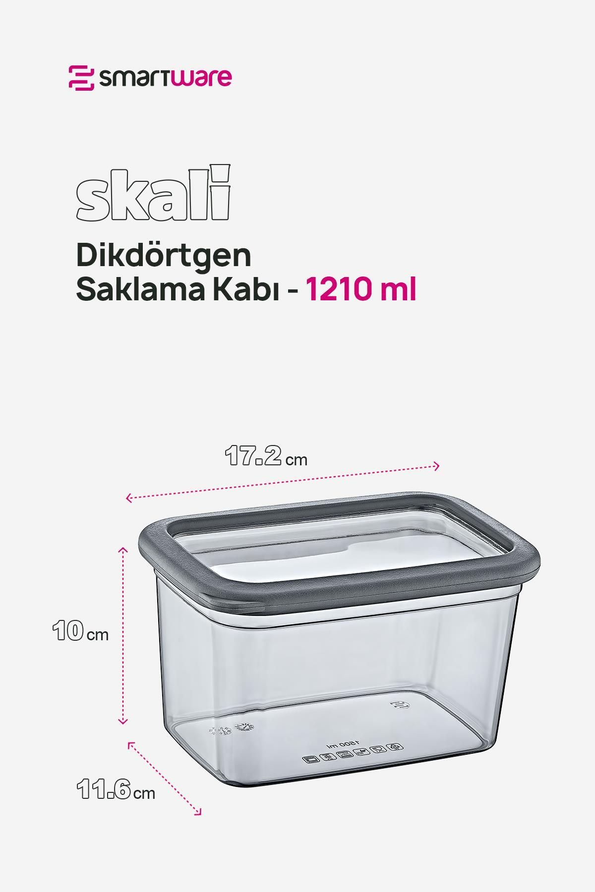 Smartware-Anthracite 1210 ml - Set of 6 Scale Rectangular Storage Containers 2