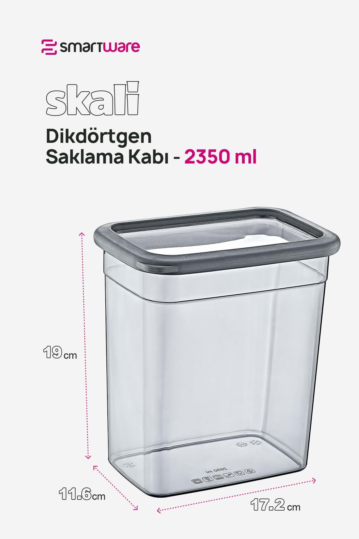 Smartware-Anthracite 2350 ml - Set of 24 Scale Rectangular Storage Containers 2