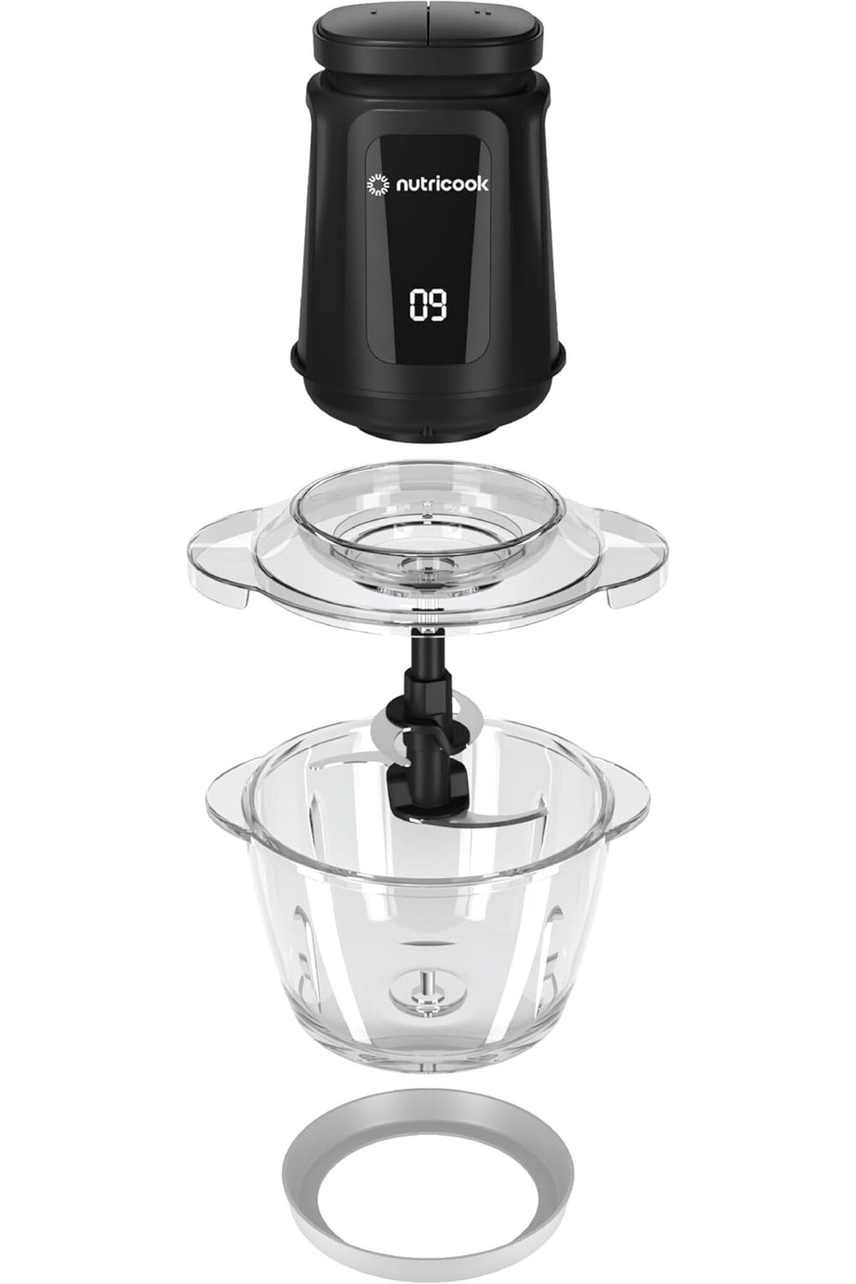 Nutricook-Choppi XL 1.2L Glass Chopper and Mincer, 500W w/ Pulse & 2 Speeds, Removable 4 SS-Blade 2