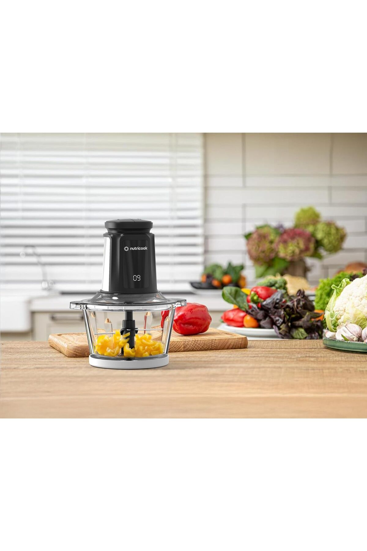 Nutricook-Choppi XL 1.2L Glass Chopper and Mincer, 500W w/ Pulse & 2 Speeds, Removable 4 SS-Blade 5