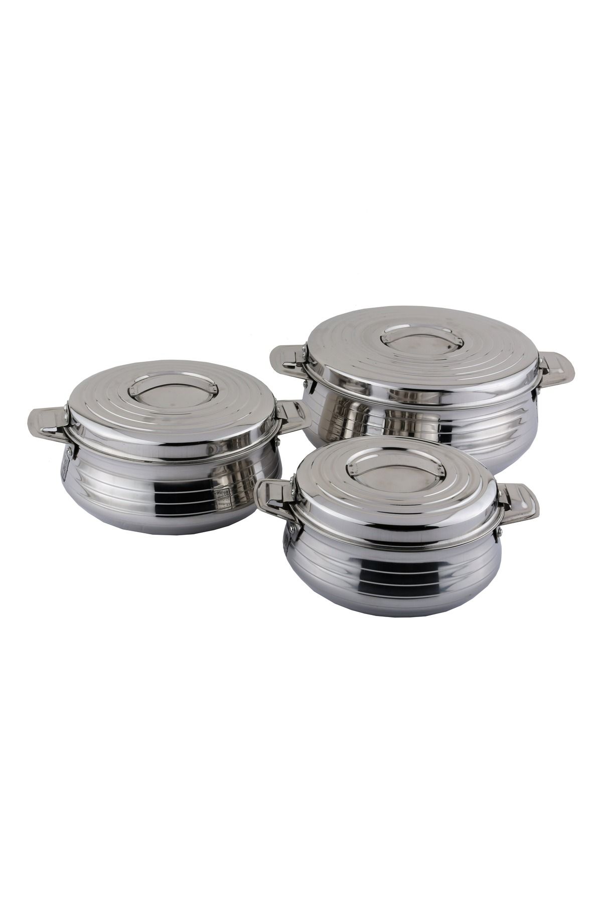 ALSAIF-3-Piece Hot Pot Set Stainless Steel Silver 2.5Liters 1