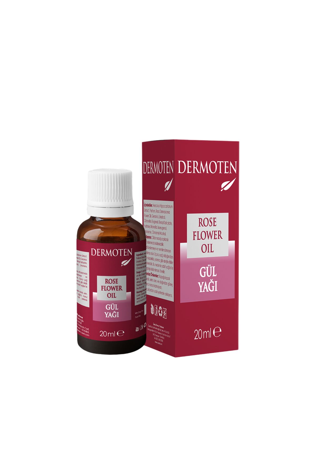 Dermoten-Rosenöl Therapeutische Hautpflege, reines ätherisches Öl für Aromatherapie und Massage, beruhigend, H 1