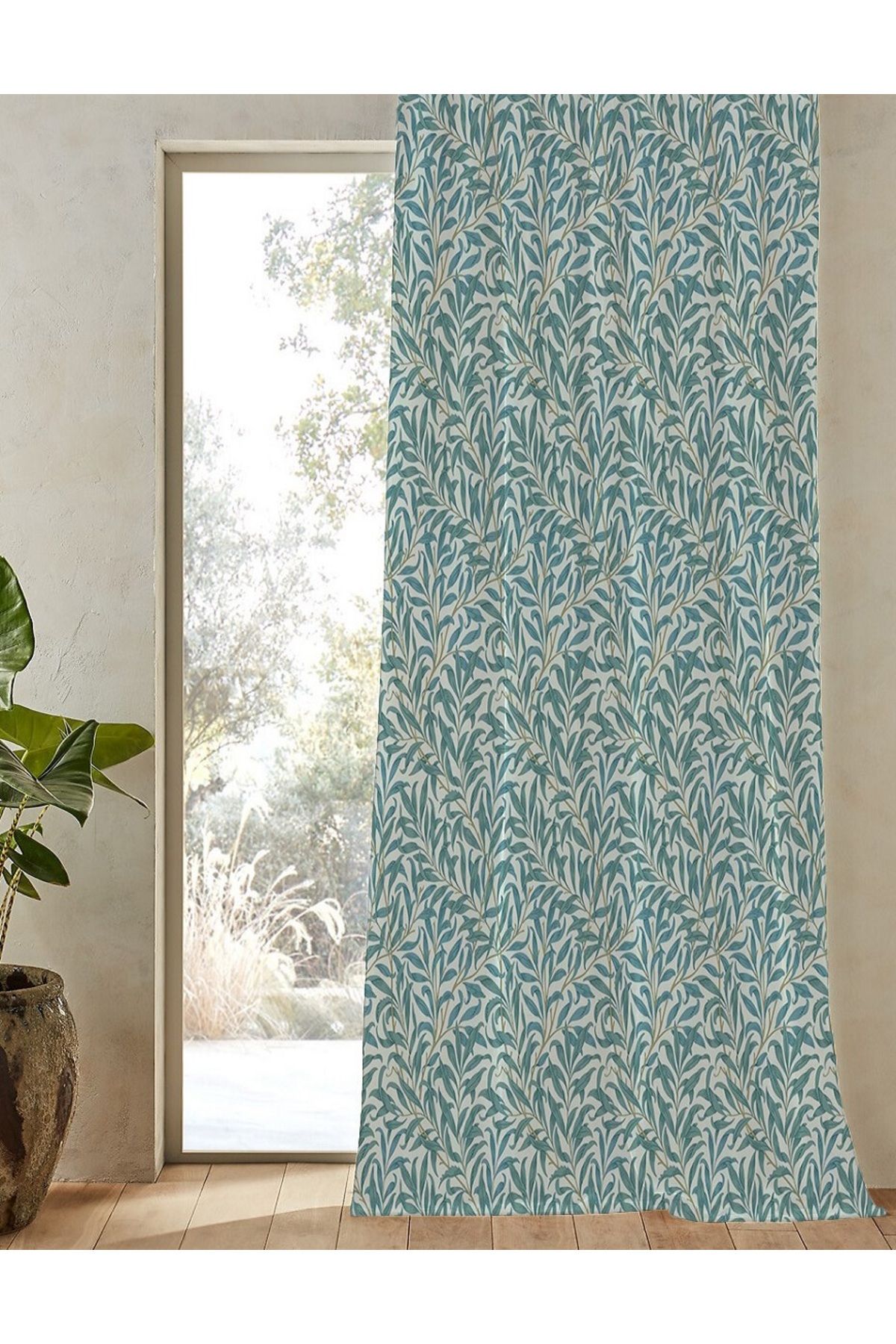 GREENDECOR-Colorful Modern Design Bohemian Background Curtain - Leaf Pattern and Digital Print (single Wing) 2