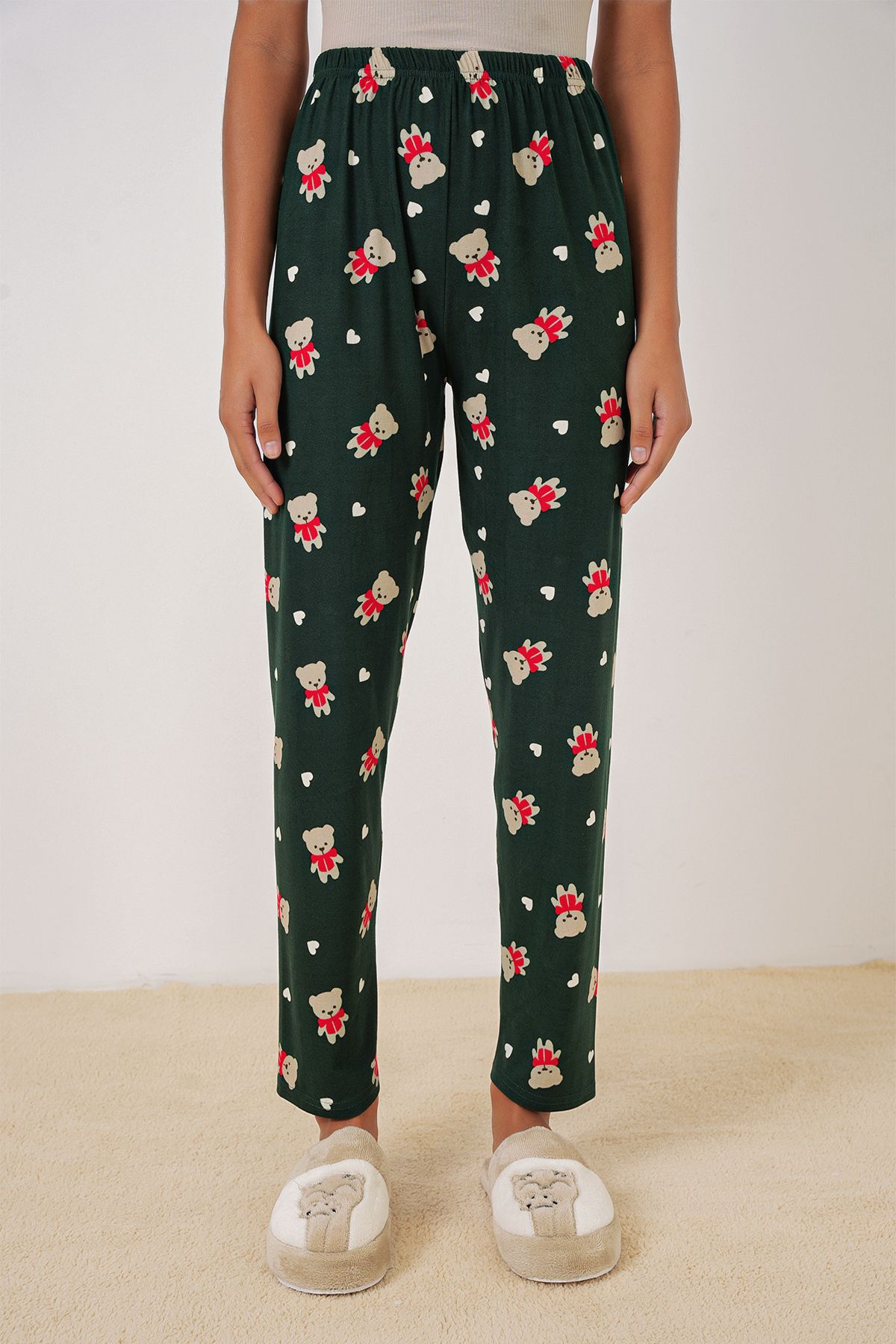 Bigdart-Emerald Green 4323 Patterned Pajama Bottoms 3