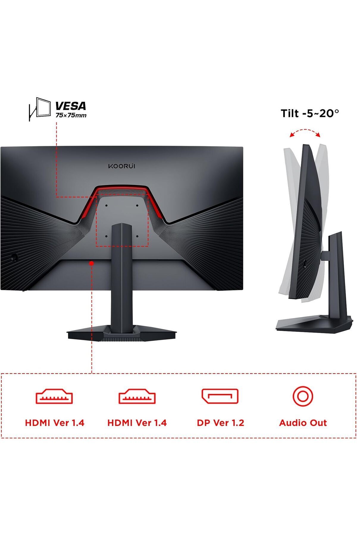 Koorui 24 İnç Oyun Monitörü, 165Hz, 1080p, 1ms, IPS, FreeSync