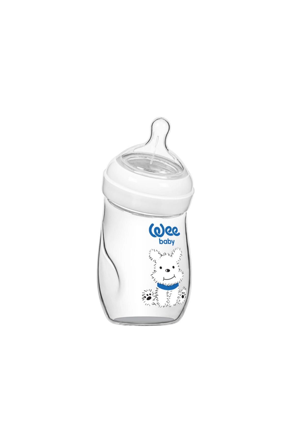 Wee Baby 0-6 Ay Natural Isıya Dayanıklı Açılı Cam Biberon 180 ml