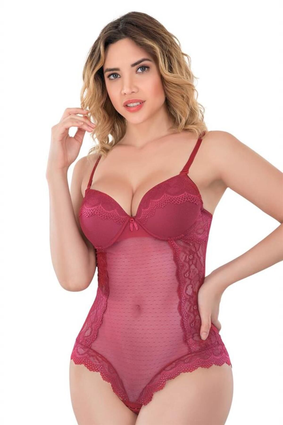 EFN GİYİM Bordo  176 Dantelli Body