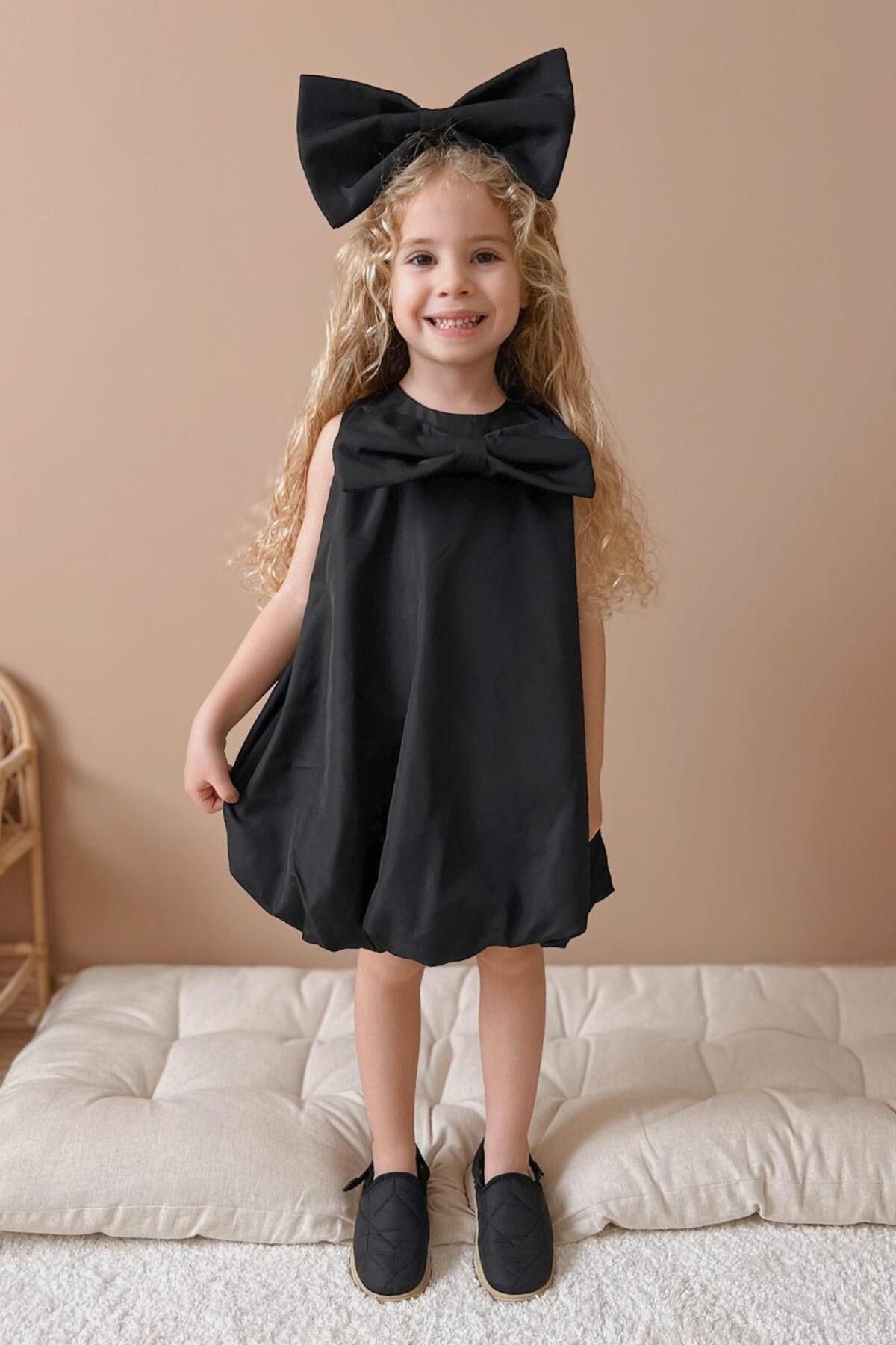 Le Mabelle-Black Bow Detailed Girl's Balloon Dress - Lolita 1