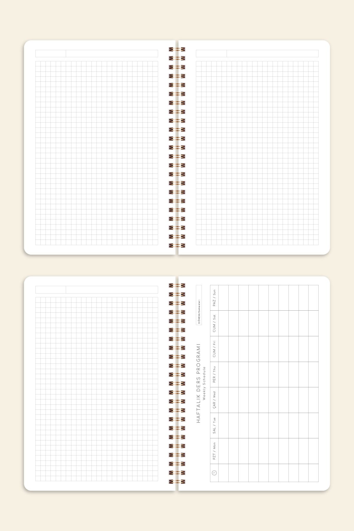 PAPERORA-A5 Checkered School Notebook - Spiral Cardboard Cover, 80 Sheets, Set of 2, with Class Program 7