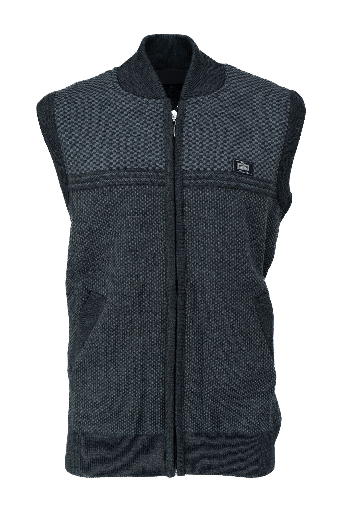 Oppland-Men's Winter Knitwear Vest - Stylish Wool, Zip-Up, Pocket, Emblem, Prevailing Collar Comfortable Model 1