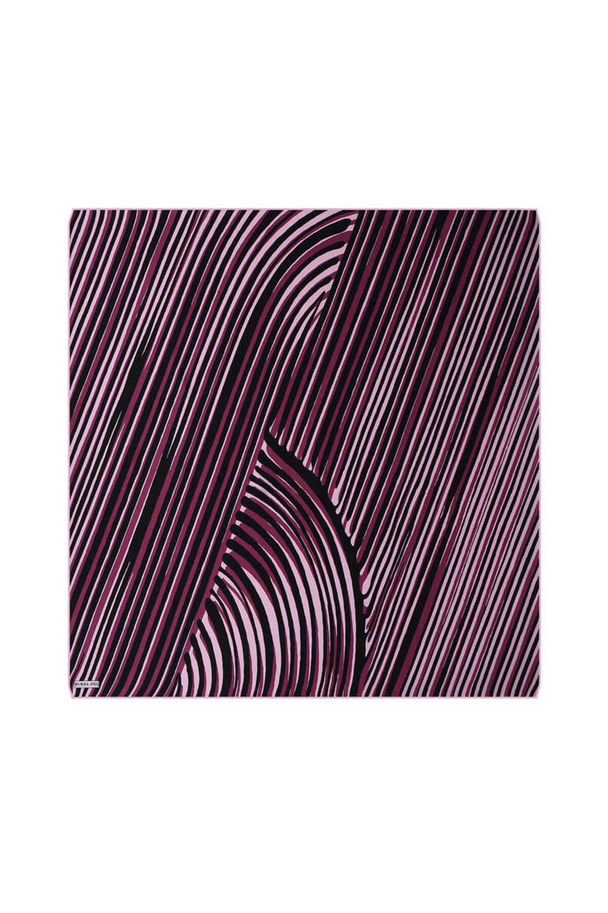 Bursa İpek-Purple Illusion Pattern Twill Silk Scarf 1