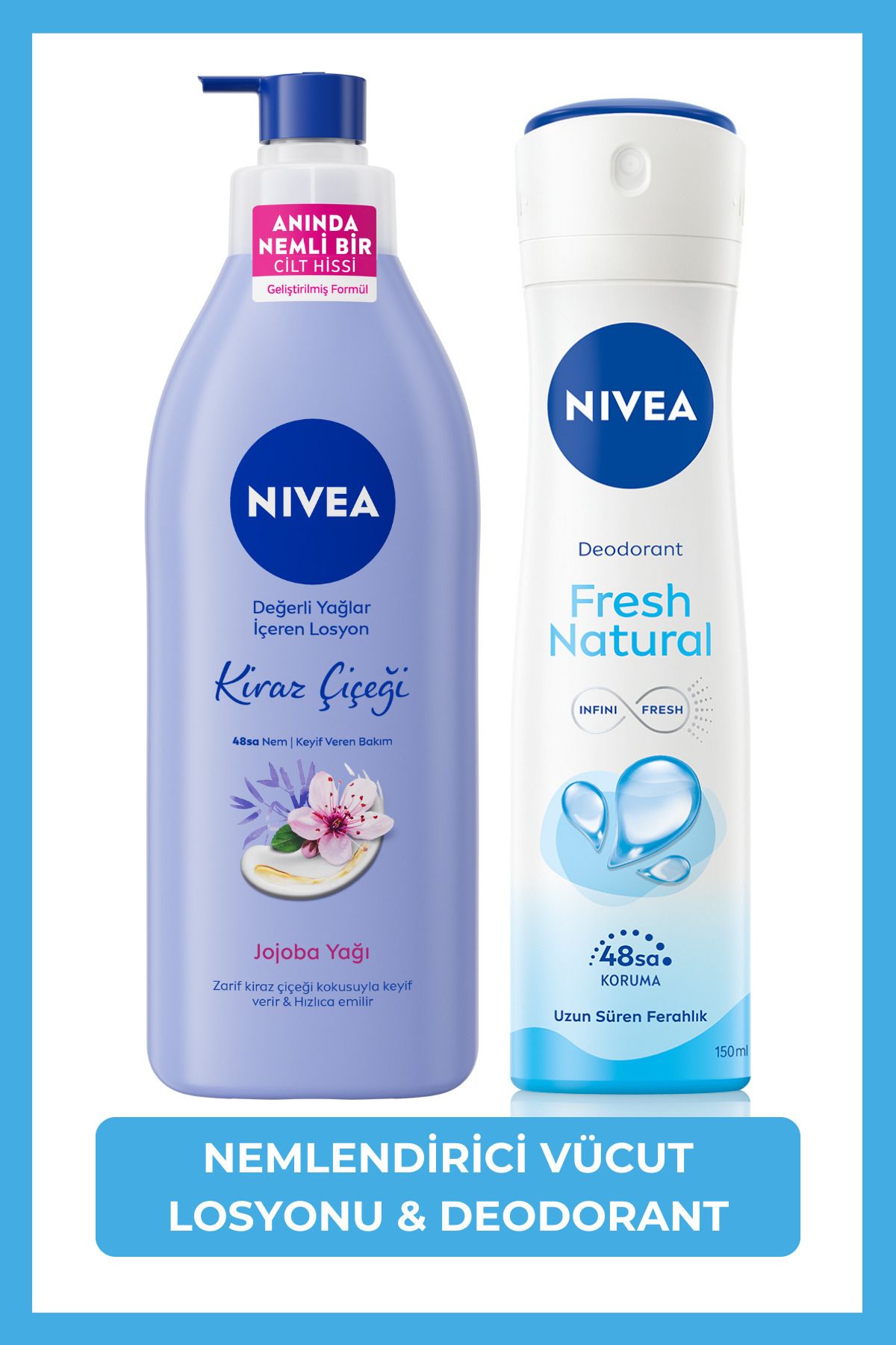 NIVEA Kadın Sprey 150ml, Kiraz Çiçeği Losyonu 400ml SAKLI G