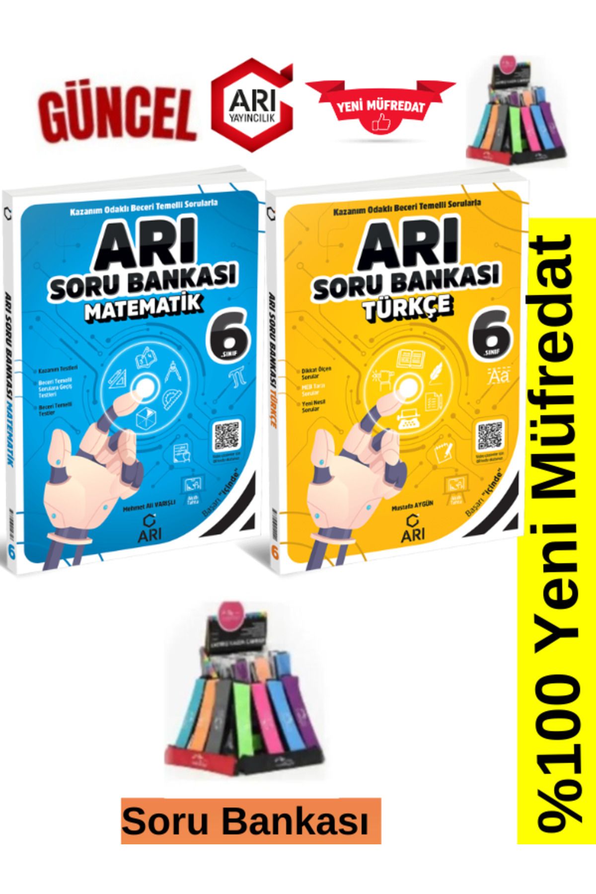 Arı Yayıncılık 2024-2025 Müfredat 6.Sınıf Matematik-Türkçe Soru Bankası Seti+Kalemlik