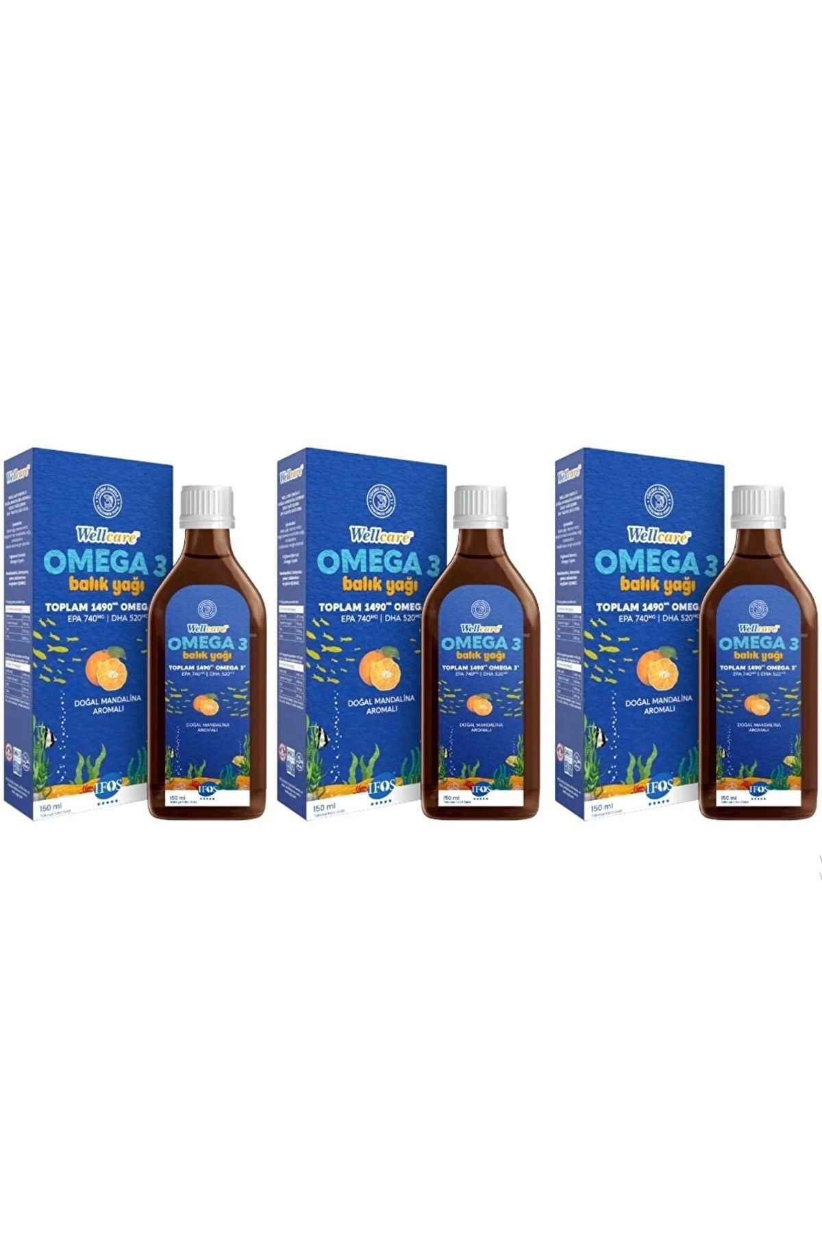 Wellcare Omega 3 Portakal Aromalı Balık Yağı 150 ml ( 3 Adet)