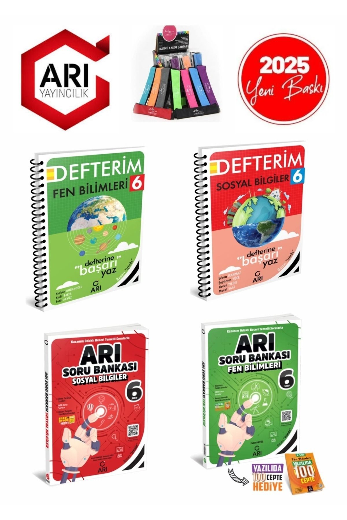 Arı Yayıncılık 2024-2025 6.Sınıf Fen-Sosyal Konu Anlatımlı Defter Seti+Soru Bankası Seti(4Kitap)+Kalemlik
