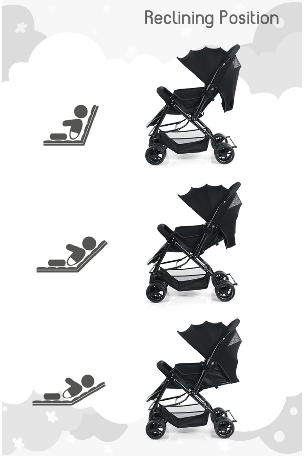 Babyhug-Babyhug Symphony Stroller with Reversible Handle, Mosquito Net,  0-3 Years Black 4