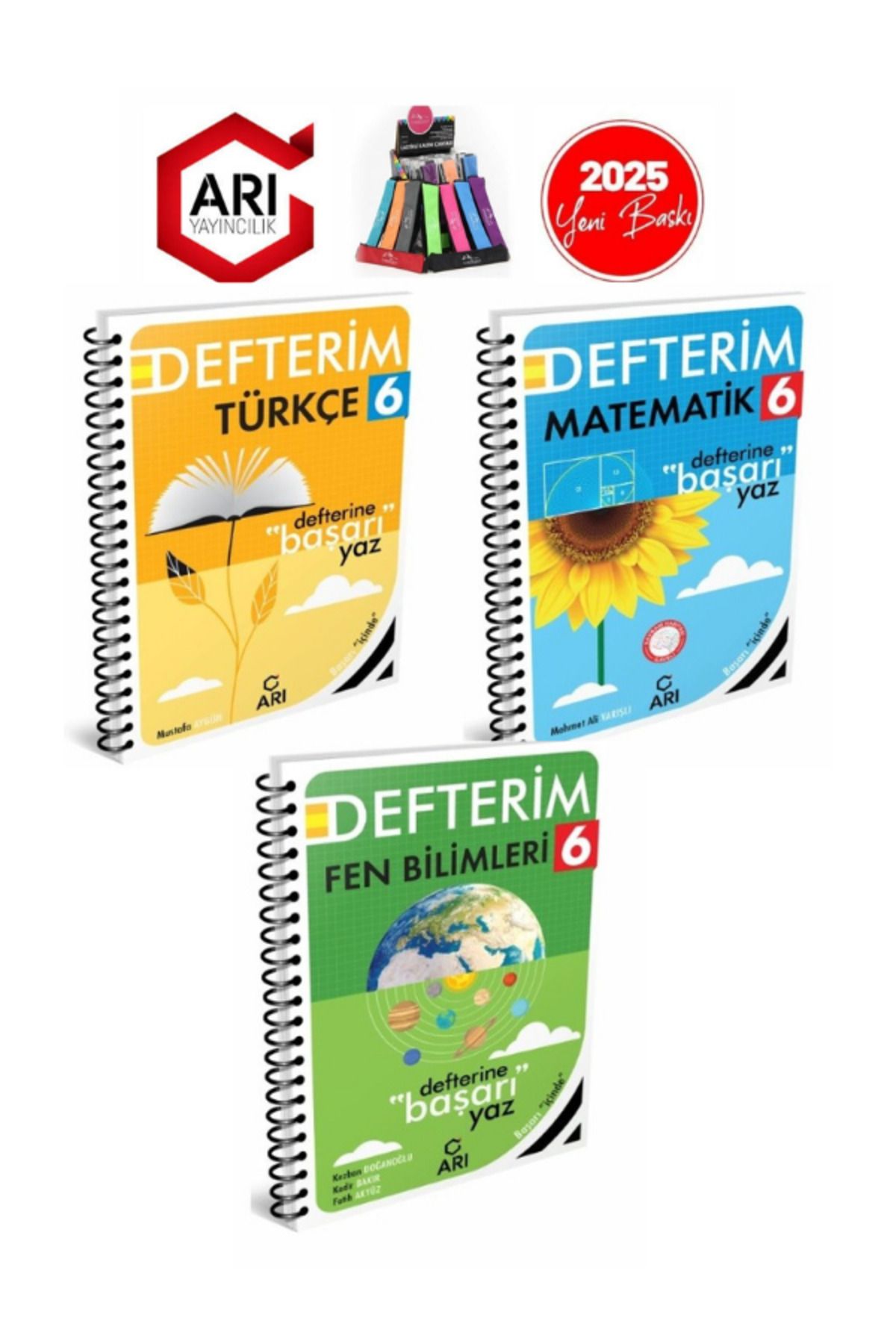Arı Yayıncılık 2024-2025 Müfredat 6.Sınıf Matematik-Türkçe-Fen Konu Anlatımlı Defter Seti(3 Kitap)+Kalemlik