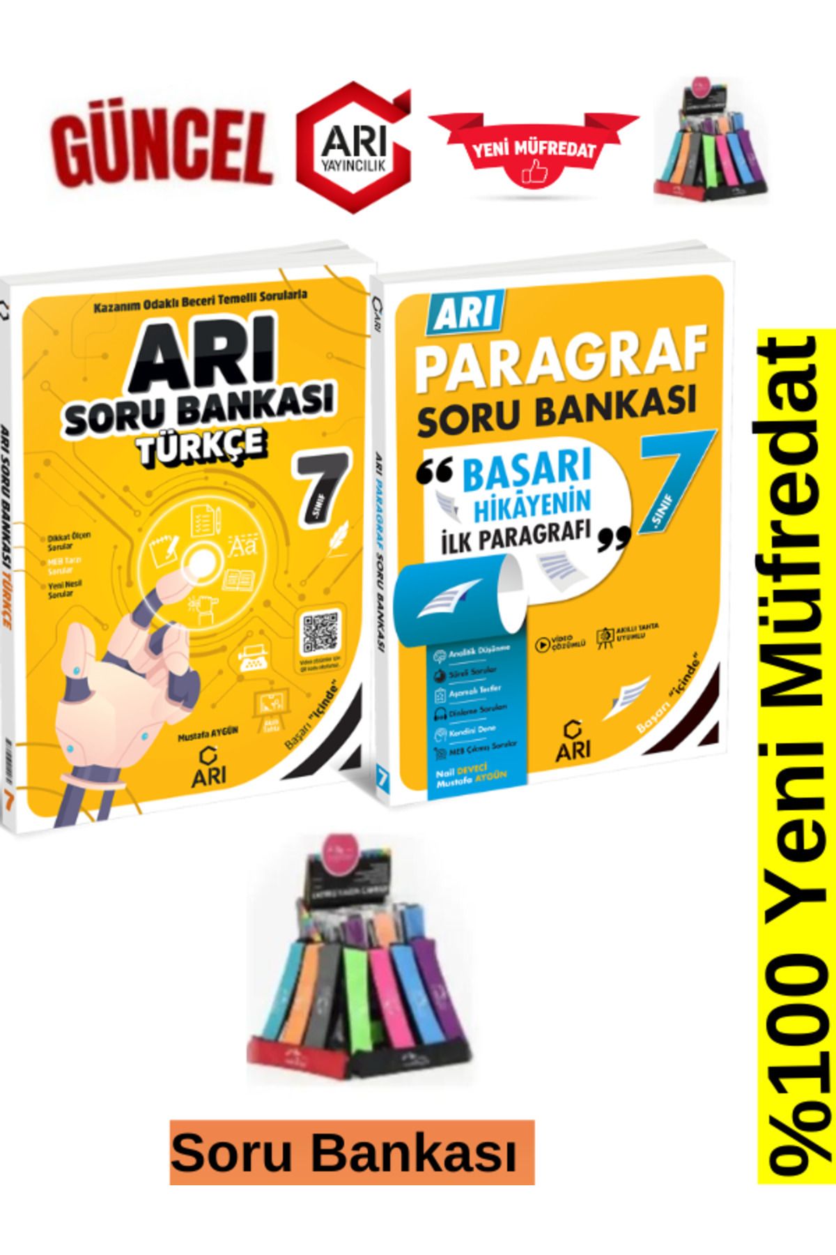 Arı Yayıncılık 2024-2025 Müfredat 7.Sınıf Türkçe-Paragraf Soru Bankası Seti+Kalemlik