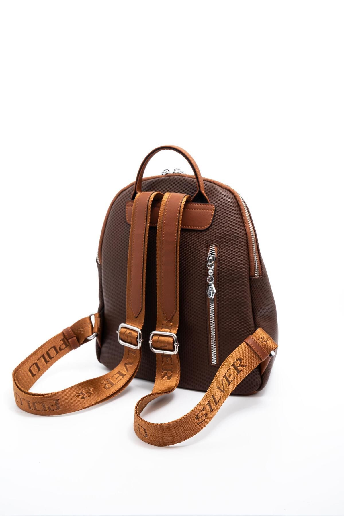 Silver Polo-Silver & Polo Brown - Tan Sp1123 Women's Backpack 4