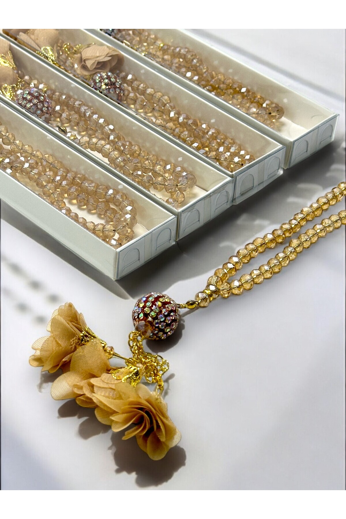 Deniz Elmasları Çeyizlik, Hediyelik, Bebek Mevlidi, Kristal Tesbih Set Kutulu Hac, Umre Dönüş Hediyesi