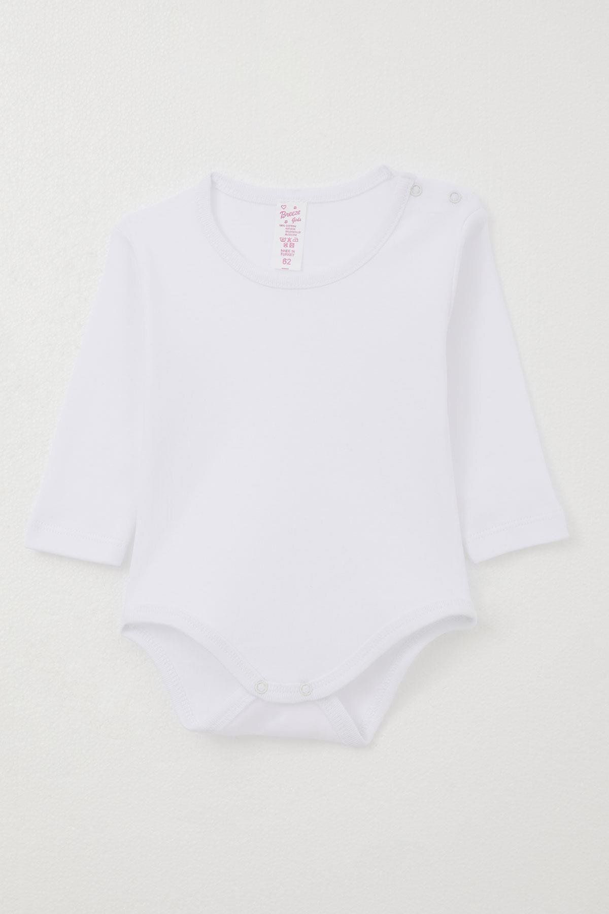 Breeze-Baby Girl Bodysuit 3 Piece Set with Tiny Heart Pattern 4 Months-1 Years, White 5