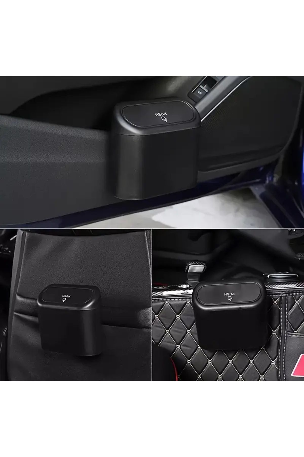 Eşya Dünyası-Leak-Proof Black Car Trash Can with Lid - Durable Pp Material with Car Interior Easy Hanging Attachment 4