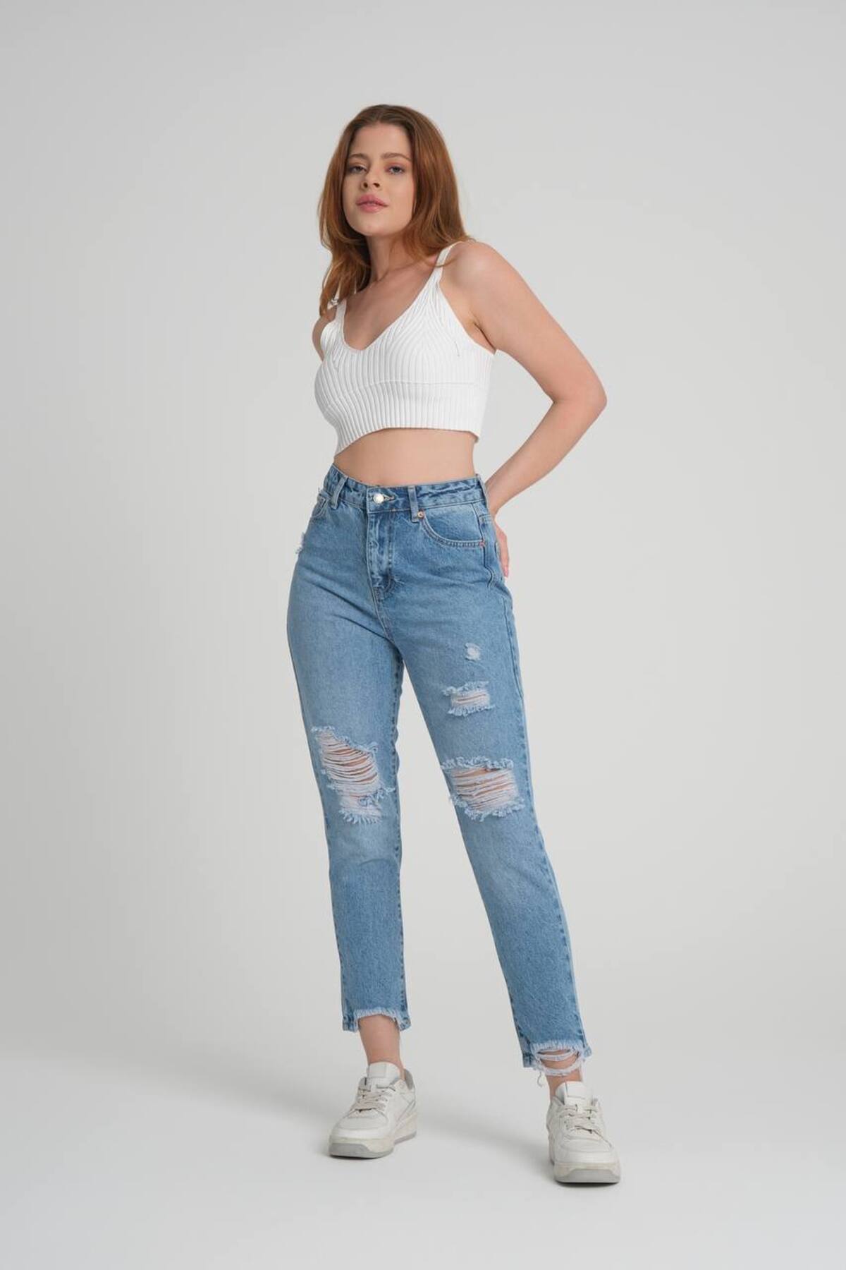 Aida Fashion  Yırtık mom jeans - Görsel 2