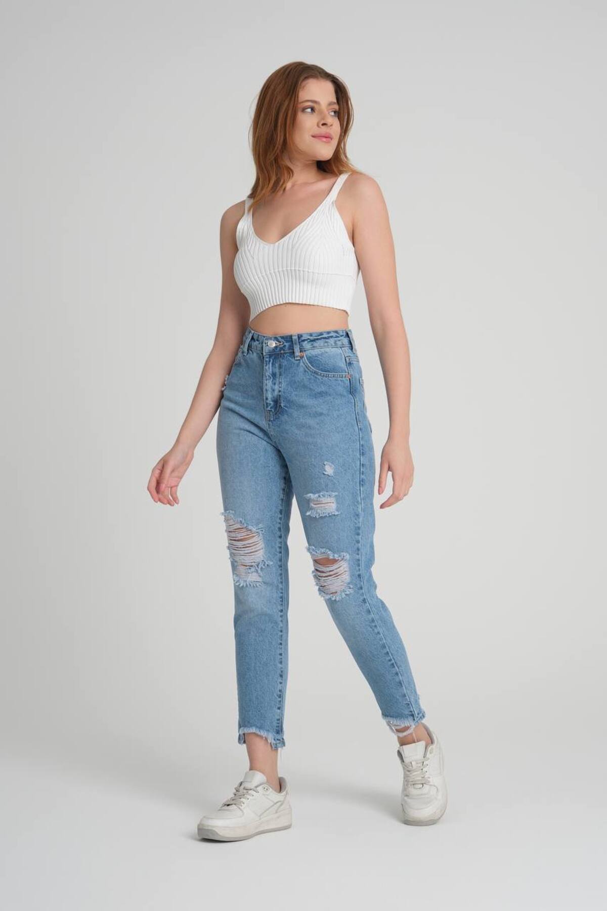 Aida Fashion  Yırtık mom jeans - Görsel 3