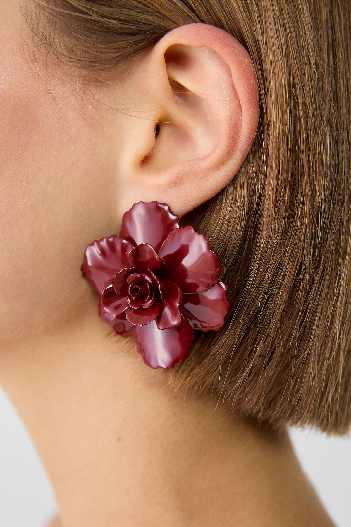 Stradivarius-Flower-Shaped Metal Earrings 1