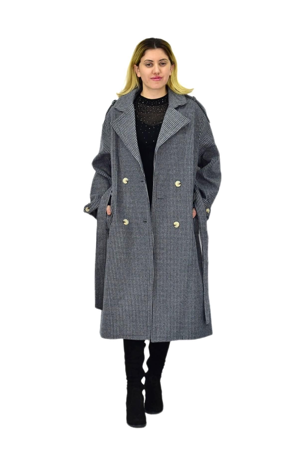 Misselens-Women's Striped Long Stamp Coat Bgl-St04118 1