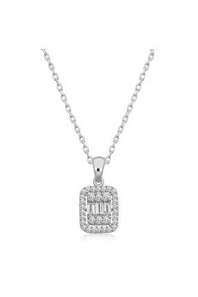 Genel Markalar 925 Ayar Gümüş Baget Taşlı Kadın Gümüş Kolye