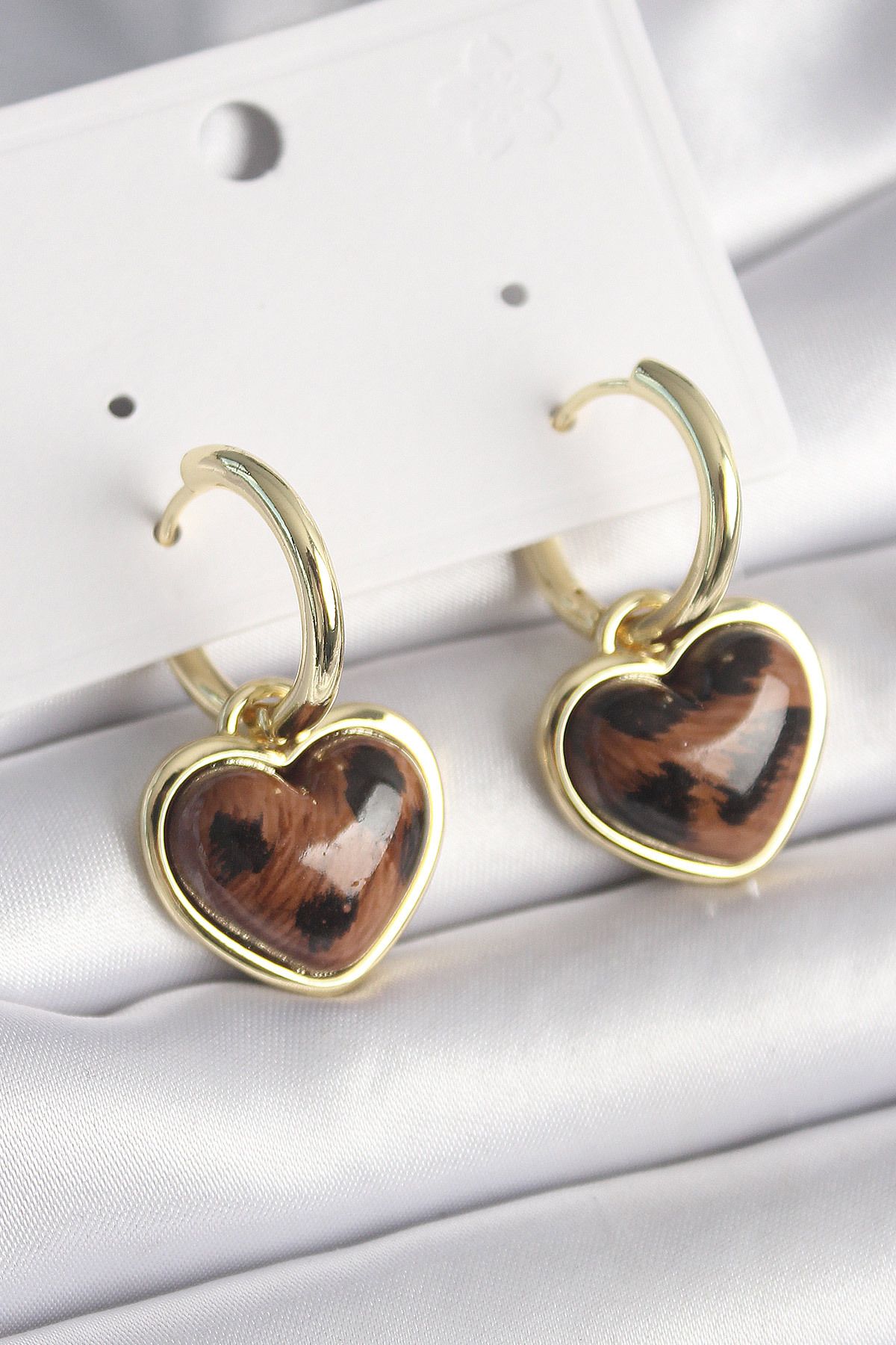 Skygo-Brass Gold Color Tiger Pattern Heart Model Women's Earrings - Tj-Bkp9727 1